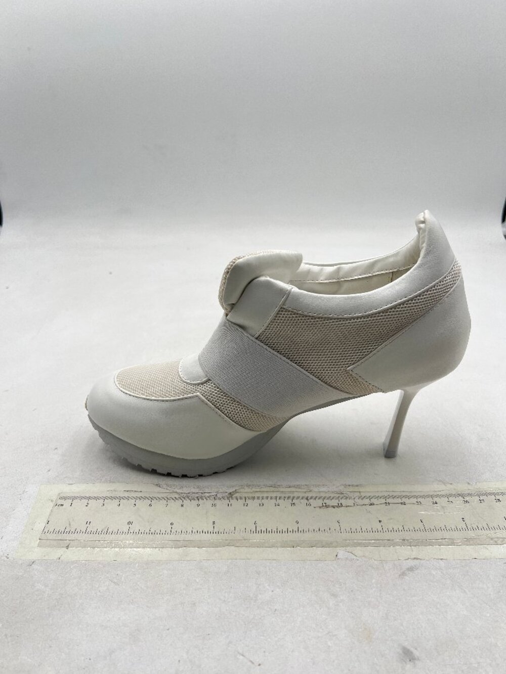 White Hybrid Sneaker Stiletto Heel Pumps